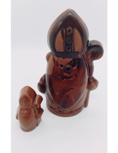 Saint-Nicolas surprise chocolat bicolore et spéculoos 10cm - La femme du chocolatier