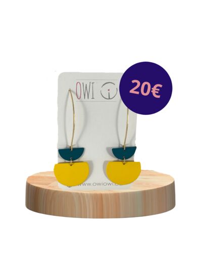 Boucles d'oreilles jaune citron - turquoise